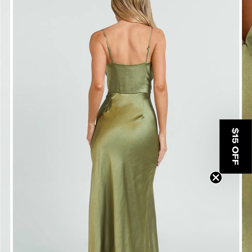 Showpo Olive Satin Maxi Dress - Picture 5 of 5